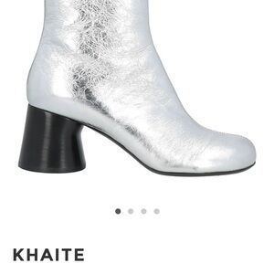 KHAITE Metallic Silver Heeled Boots